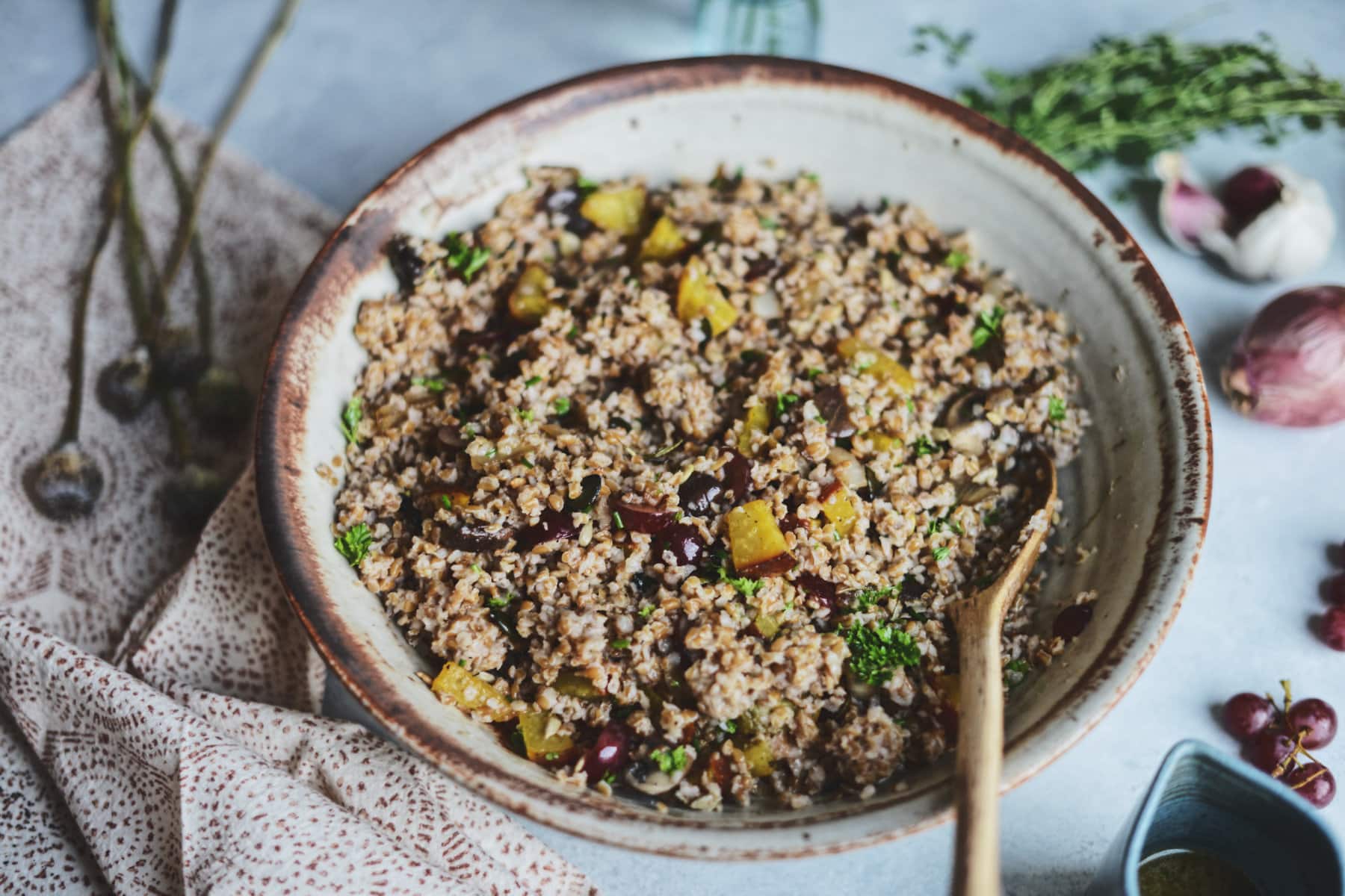 Vegan fall Harvest Bulgur wheat Salad - Fare Isle