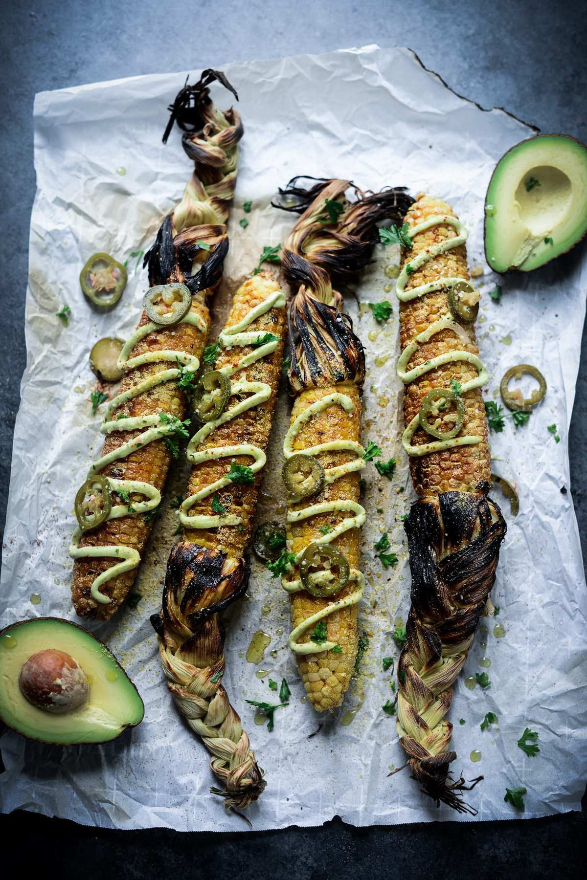 Fare Isle | Vegan Street Corn - Elotes with Avocado Aioli