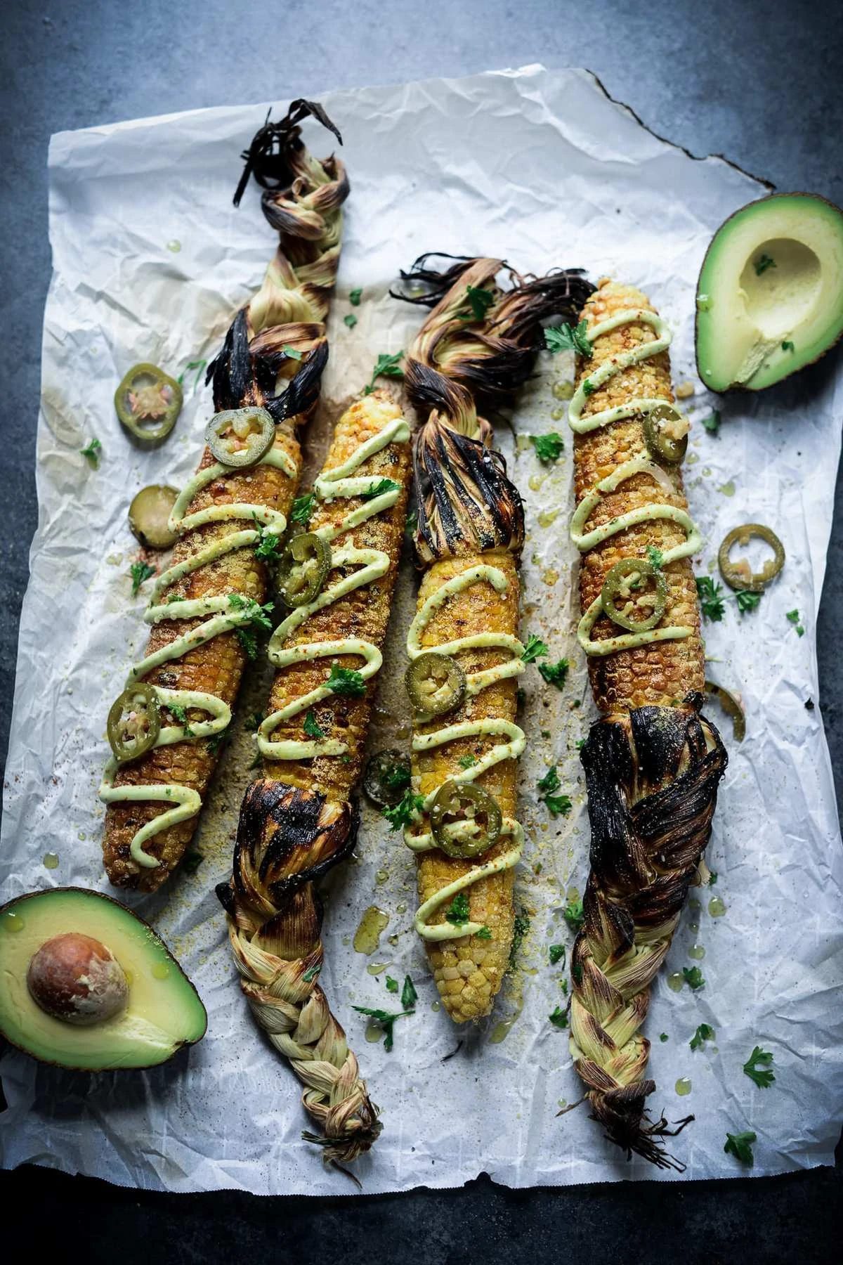 Fare Isle | Vegan Street Corn - Elotes with Avocado Aioli