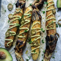 Fare Isle | Vegan Street Corn - Elotes with Avocado Aioli