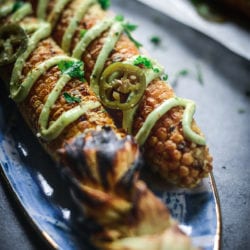 Fare Isle | Vegan Street Corn - Elotes with Avocado Aioli