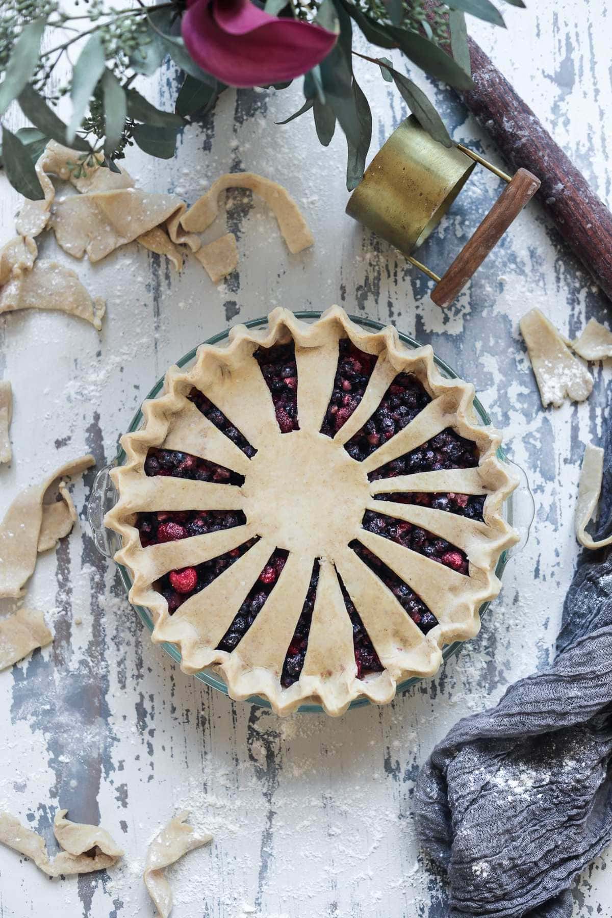 Fare Isle | Vegan Blueberry Pie with Vanilla Bean Spelt Crust