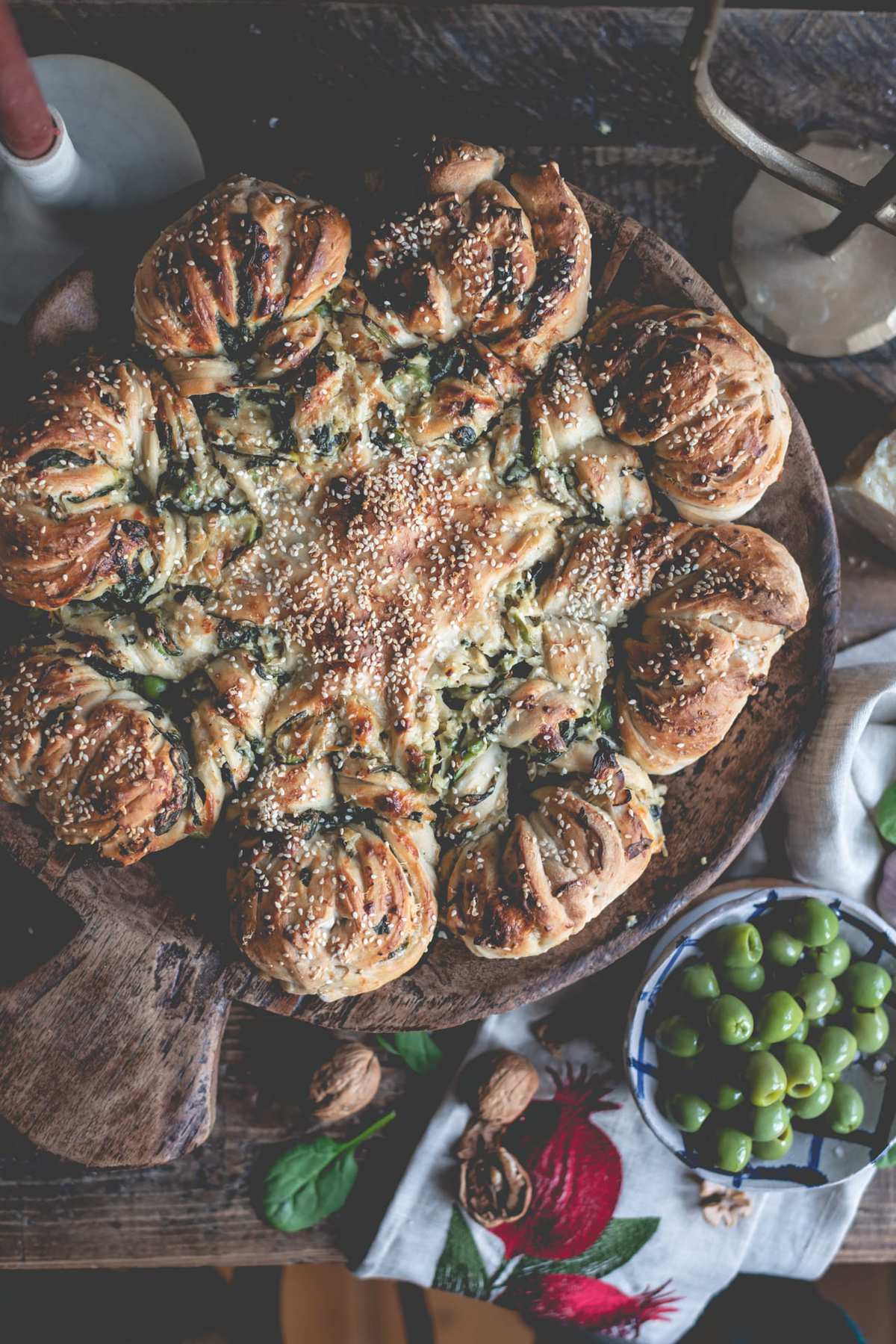 Artichoke Olive and Spinach Stuffed Sourdough Star Bread | Fare Isle
