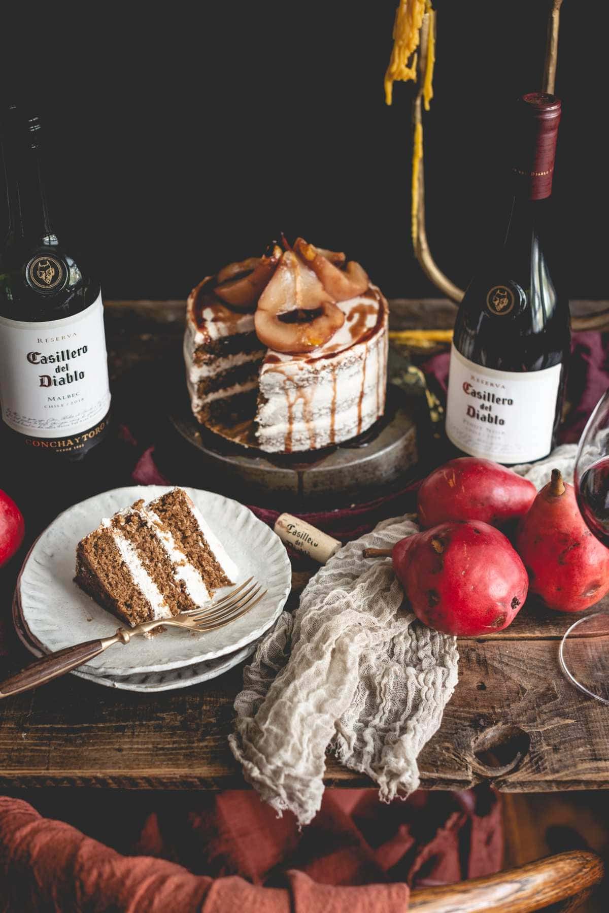 Maple Spice Cake with Wine Poached Pears | Fare Isle