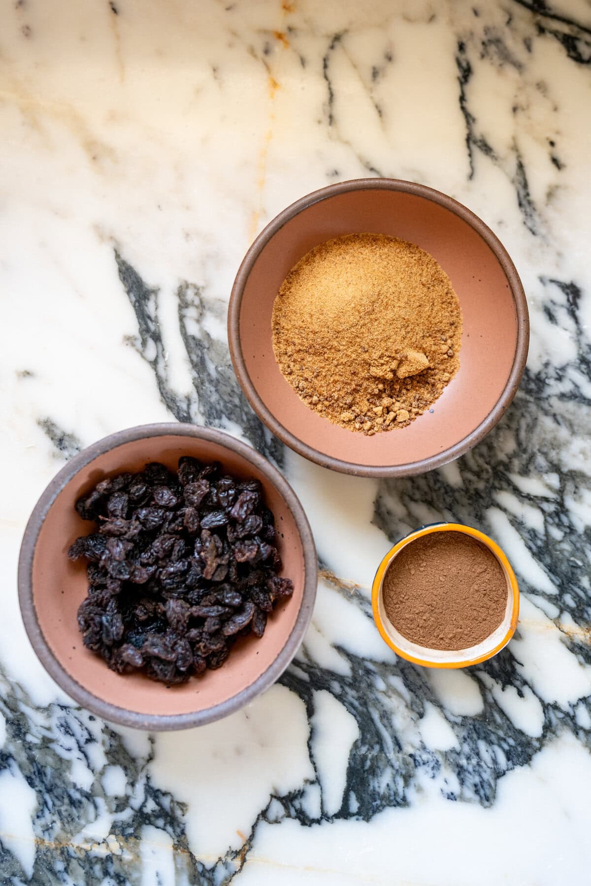 Raisins, cinnamon, and brown sugar for cinnamon raisin sourdough bread swirl filling