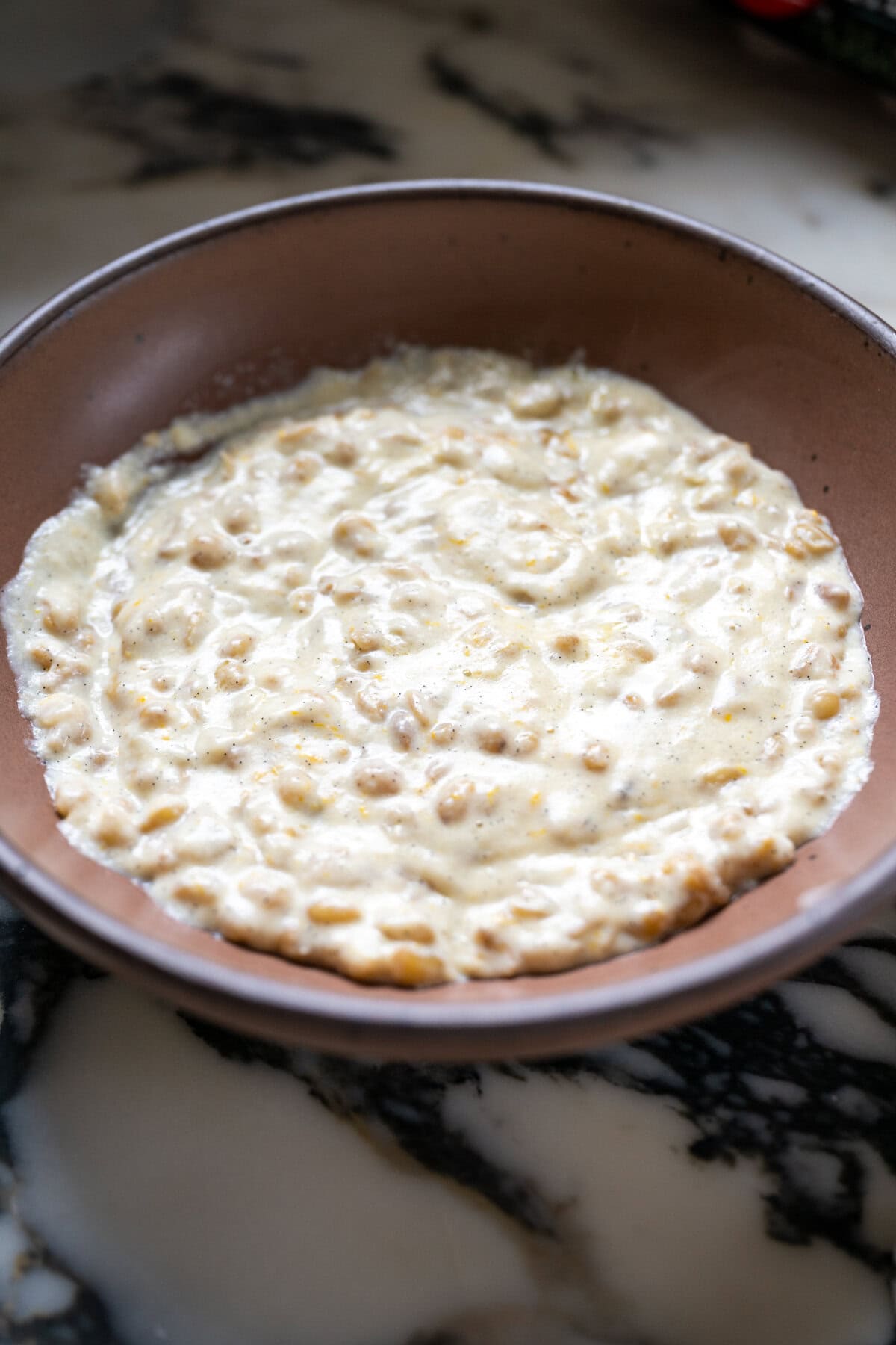 Finished creamy grano cotto mixture for Pastiera Napoletana