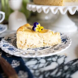 Slice of Pastiera Napoletana showing creamy ricotta and grano cotto filling