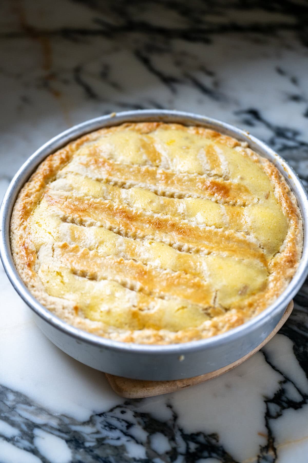 Pastiera Napoletana baked in the oven until golden brown