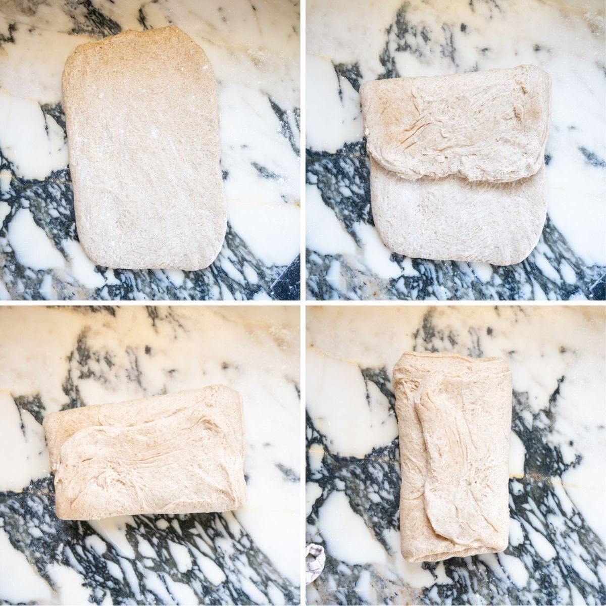How to shape whole wheat sourdough sandwich bread dough into a log for a loaf pan